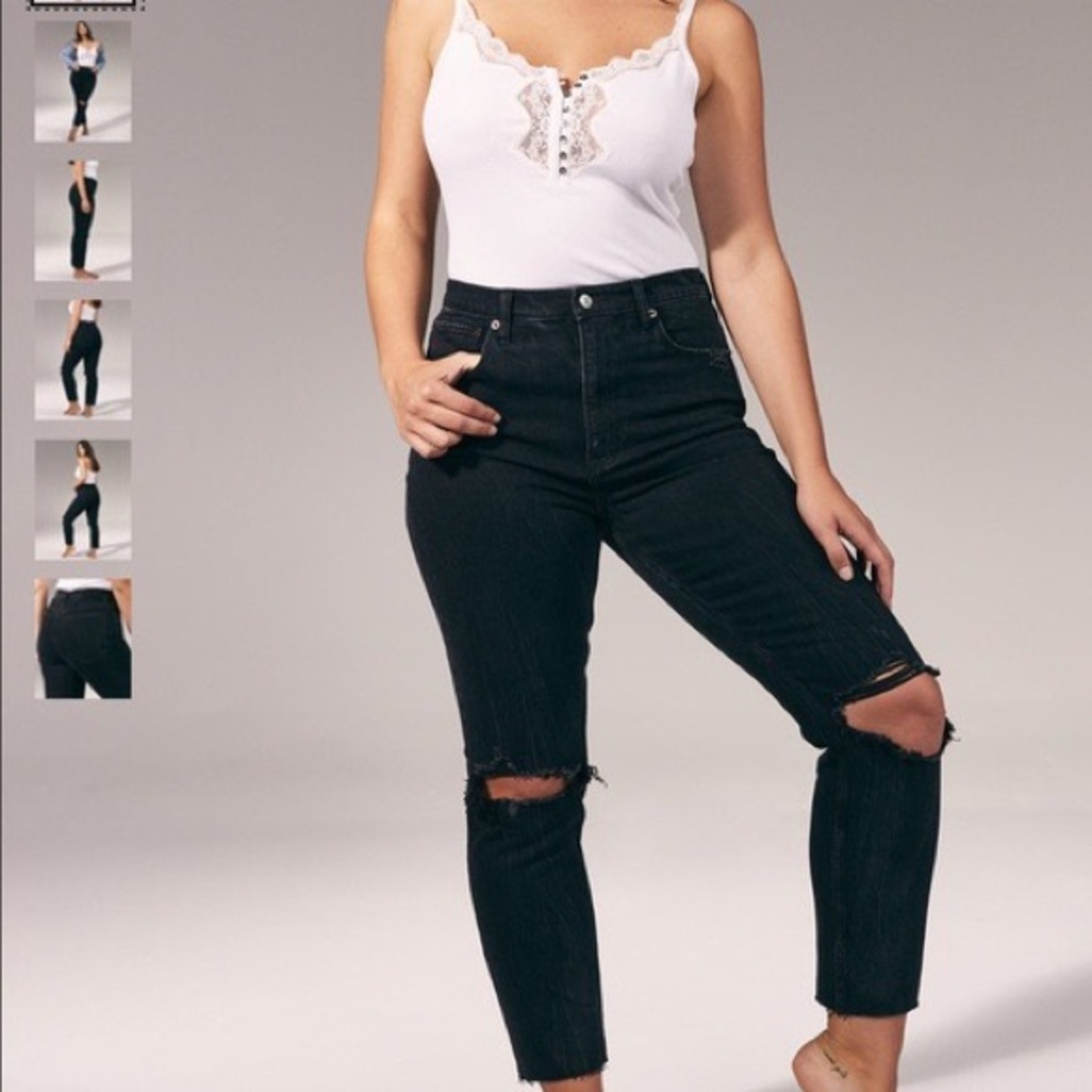 Abercrombie Black Ripped Skinny Curve Love Jeans
